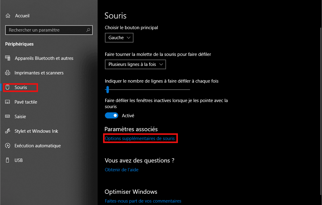 Comment configurer la souris dans Windows 10 ?