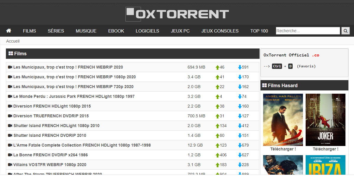 Oxtorrent.io nouvelle adresse février 2022