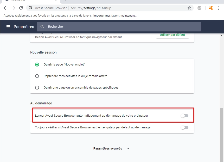 Comment désactiver Avast Secure Browser au démarrage de Windows 10 ?