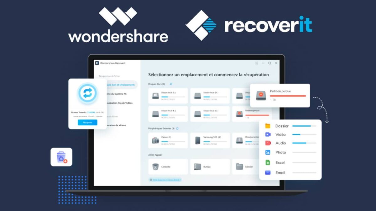 Wondershare Recoverit : logiciel de récupération de données simple et efficace