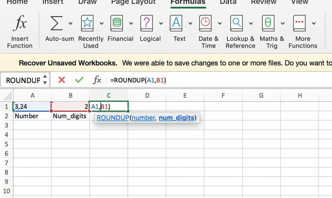 Comment arrondir sur Excel en anglais