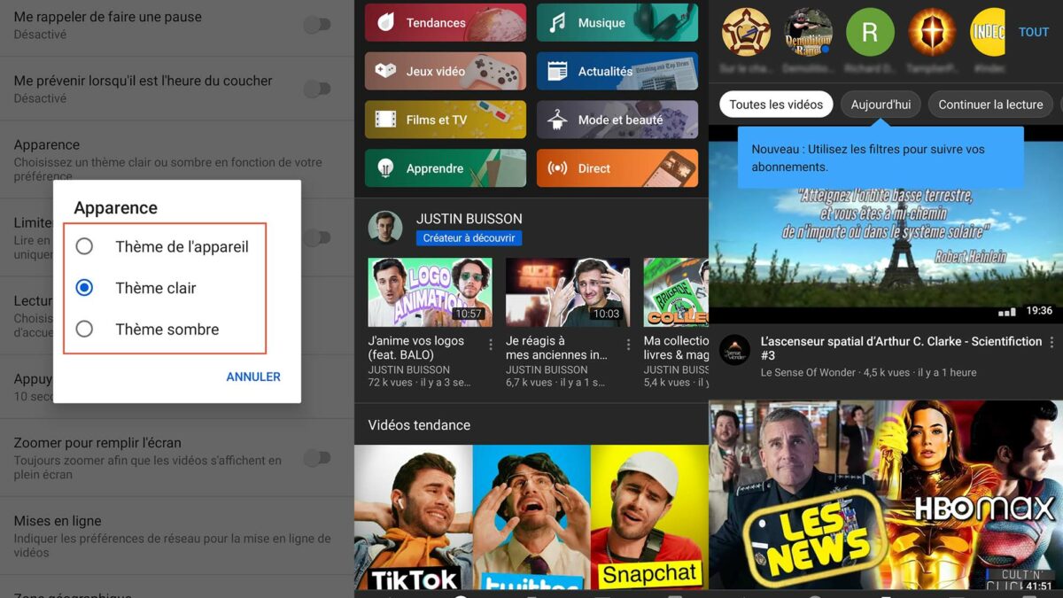 Comment rendre YouTube mode sombre ?