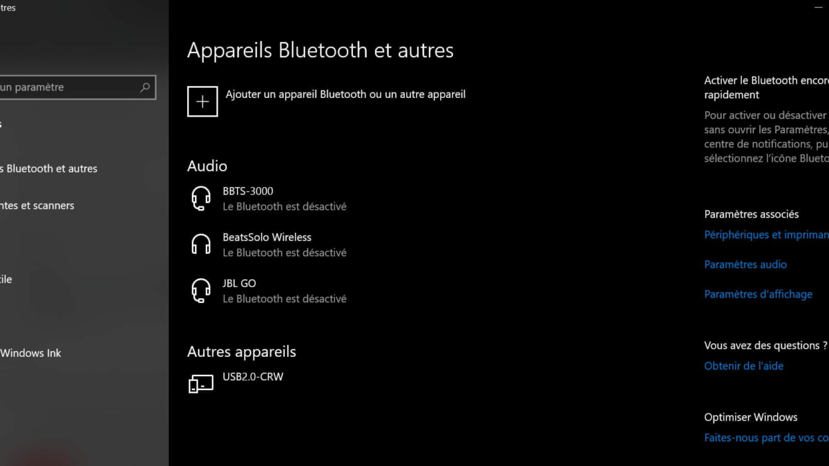Pourquoi mon icône Bluetooth a disparu ?